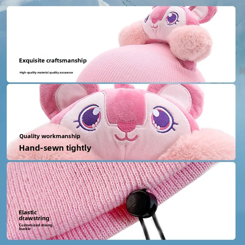 スキーヘルメットキャップ漫画帽子暖かいスノーボードスキーハット冬のアウトドアスポーツ帽子
