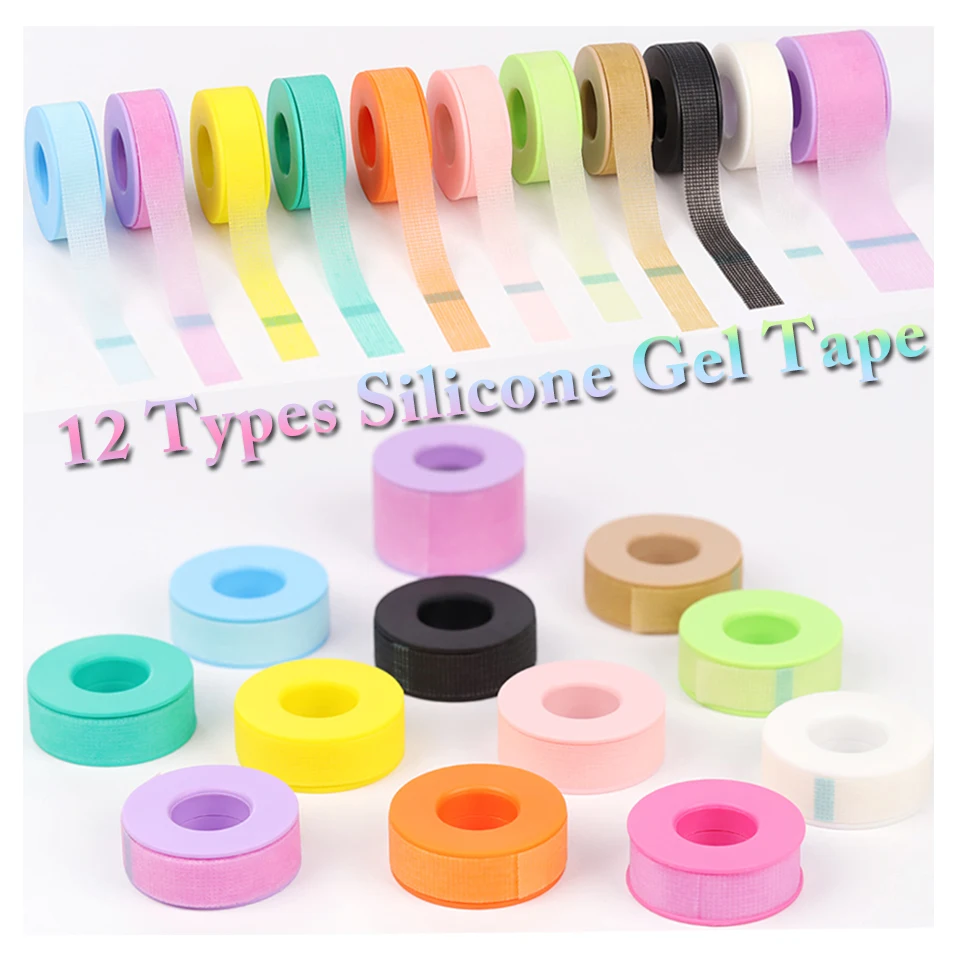 10 Rolls Silicone Gel Eyelash Tape Non-woven Tape Under Eye Pads Mix Color Breathable Eye Sticker for Lash Extension Eye Patches