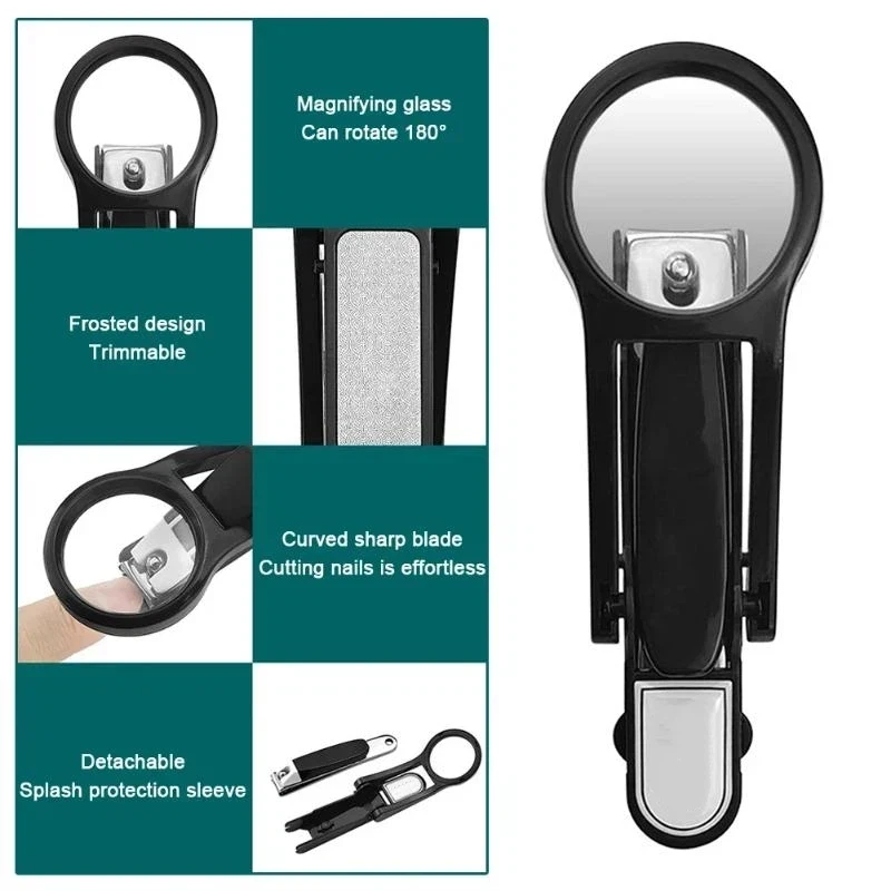 1 Stück Anti-Spritz Nagelknipser mit Präzisionsschnitt und Vergrößerungsglas aus Edelstahl für Senioren – Detail 8