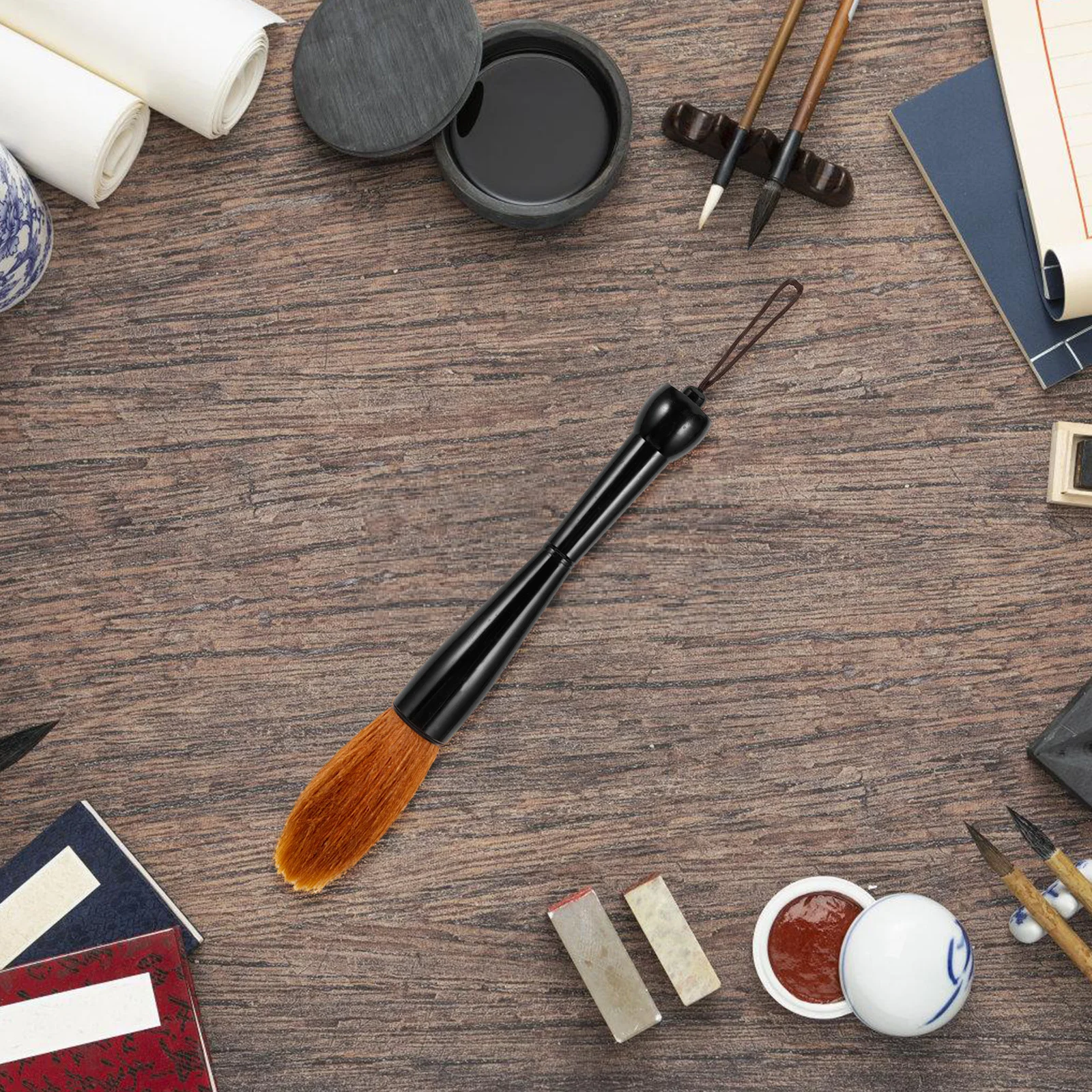 فرشاة كبيرة من شعر الذئب، قلم الخط الصيني، مقبض طويل تقليدي، شعيرات ناعمة للرسم، حبر ممارسة المبتدئين في الكتابة