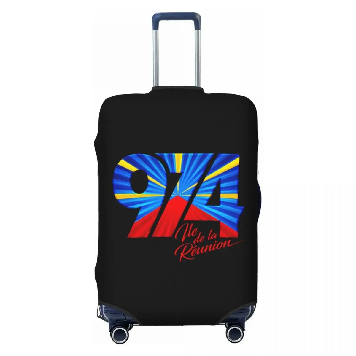 

Custom 974 Reunion Island Logo Suitcase Cover Washable Reunionese Proud Luggage Protective Covers for 18-32 inch