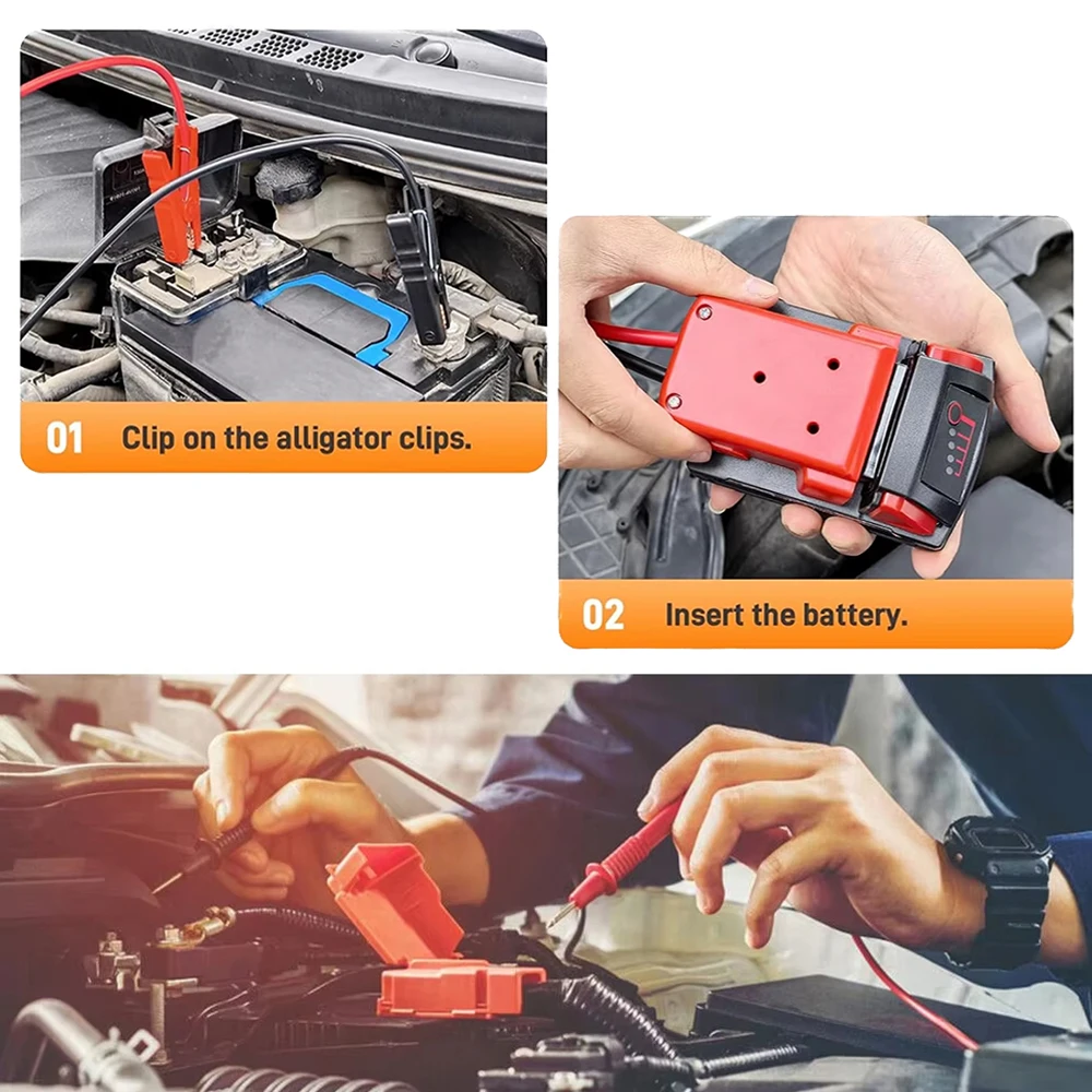 Fit Für Makita Für DeWalt Für Milwaukee 18V Zünder Starthilfe Lithium-Batterie Notstromversorgung Kit Mit Sicherung – Detail 5