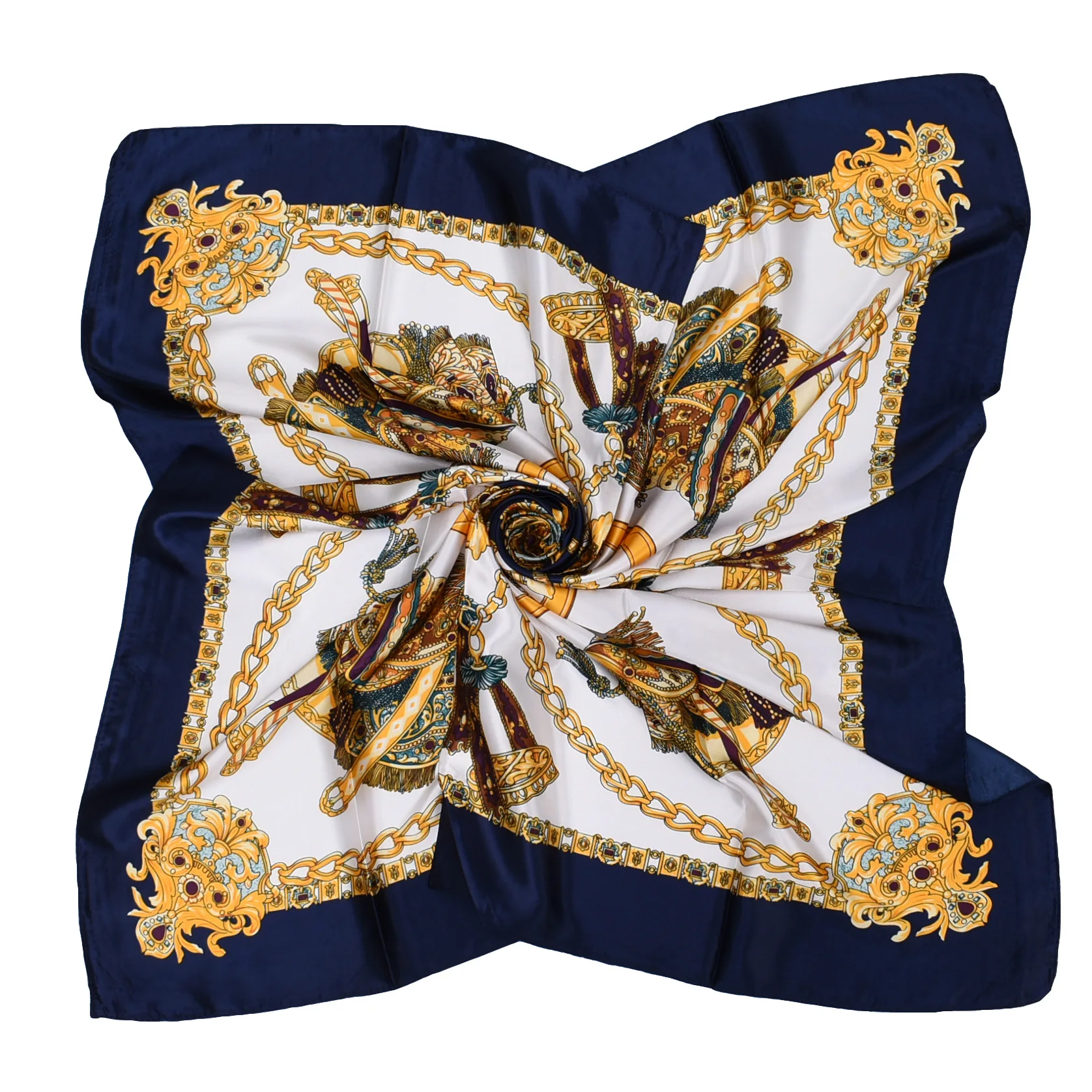 Luxus Seide Schal Quadrat Schal Frauen Drucken Stirnband Foulard Satin Hijab Haar Bands Halstuch Weibliche Kopf Wraps Bandana 90 cm – Detail 3