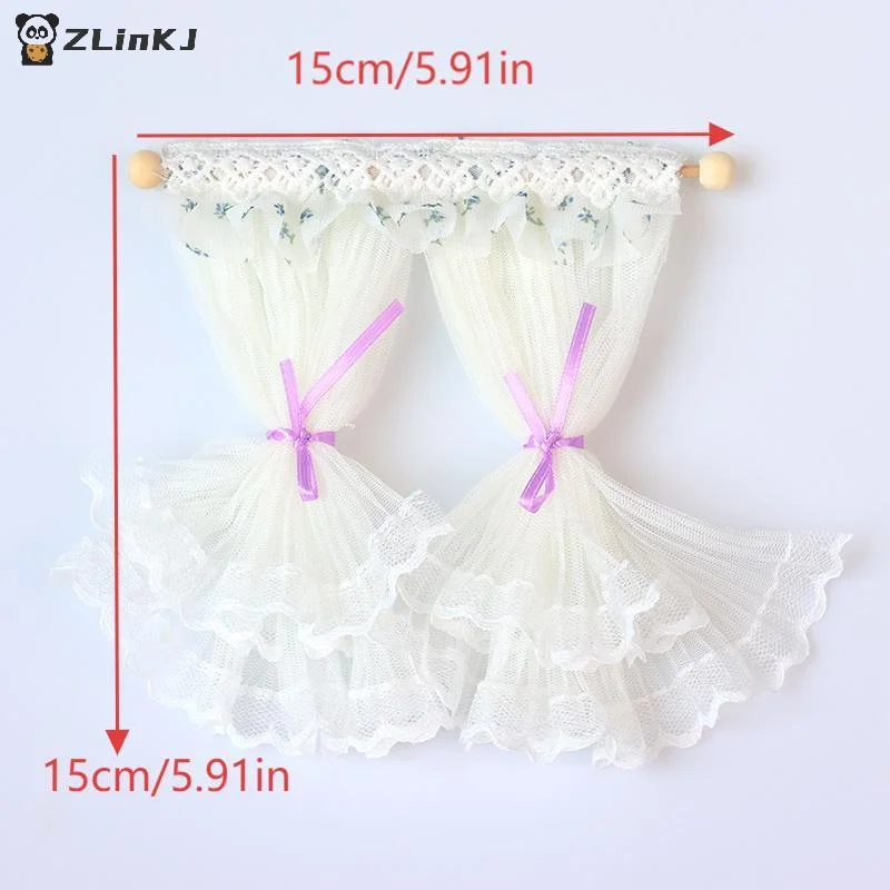 ▶ 1/12 ผ้าม่านลูกไม้สำหรับบ้านตุ๊กตา โมเดลบ้านตุ๊กตา ห้องนอน ห้องนั่งเล่น ของตกแต่งบ้านตุ๊กตา เฟอร์นิเจอร์บ้านตุ๊กตา อุปกรณ์เสริม ฉากจิ๋ว ของตกแต่ง