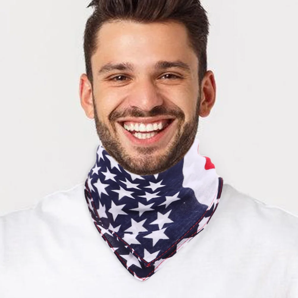 

2Pcs American Flag Square Scarf Versatile Headband Neck Tie Wristband for Patriotic Parades Memorial Day Veterans Day Reusable