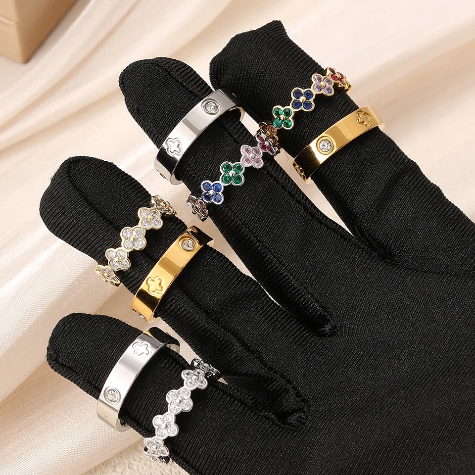 

Классическое круглое кольцо из нержавеющей стали с цирконием для женщин, модное серебряное золотое обручальное кольцо для пары, ювелирное изделие, подарок