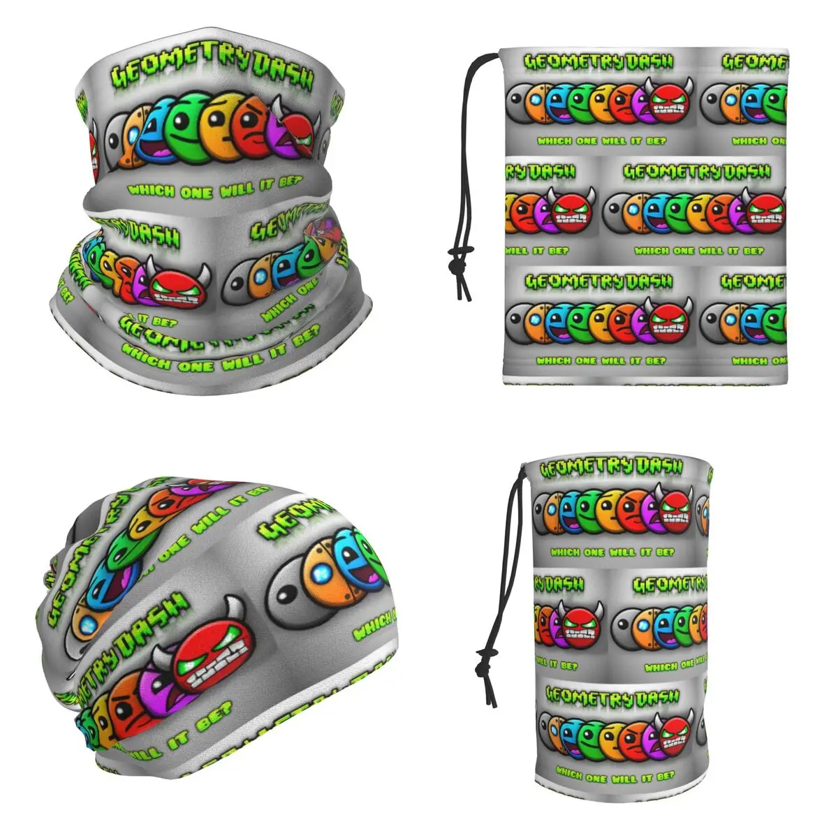 Video Game Geometry Dash Bandana Neck Cover Printed Face Scarf Multi-use Face Mask For Men Women Adult Windproof