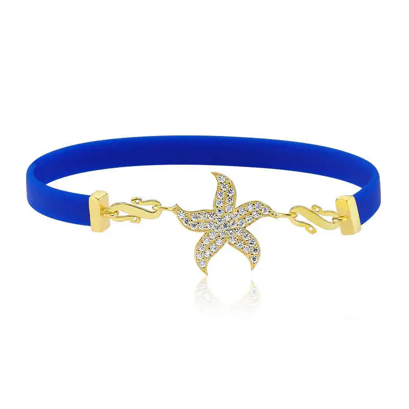 Silver Navy Blue Starfish Bracelet for Women 925 Sterling Jewelry Wedding Party Birthday Gift - Box -for - Laides - Fashion