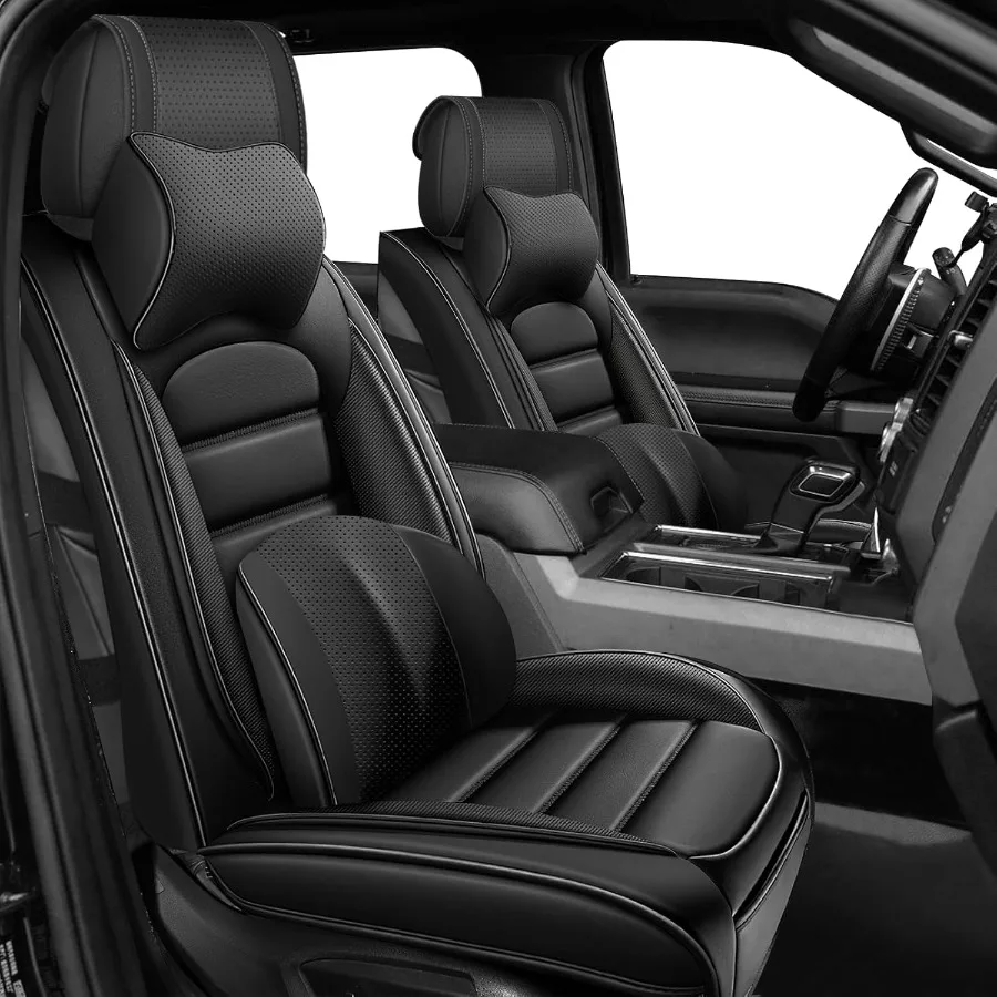 مجموعة كاملة من أغطية المقاعد الجلدية الفاخرة المكونة من 5 قطع لسيارة Ford F350 F350 2025 مع خصائص مقاومة للماء والبقع تتضمن S #1