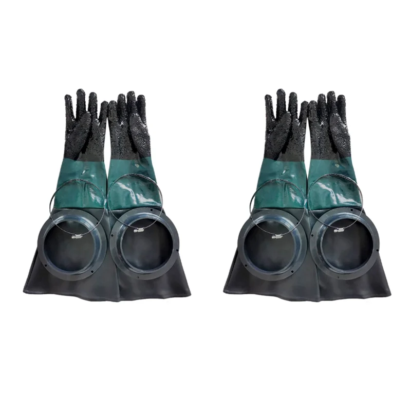 Daily 4X Sandblasting Gloves Sandblaster Parts 60Cm With O Rings For Sandblast Cabinet