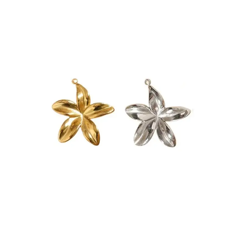 

5pcs Stainless Steel Pretty Flower Fashion Jewelry Accessory Charms Pendant DIY Handcraft Vacuum Plate Waterproof Antiallergic