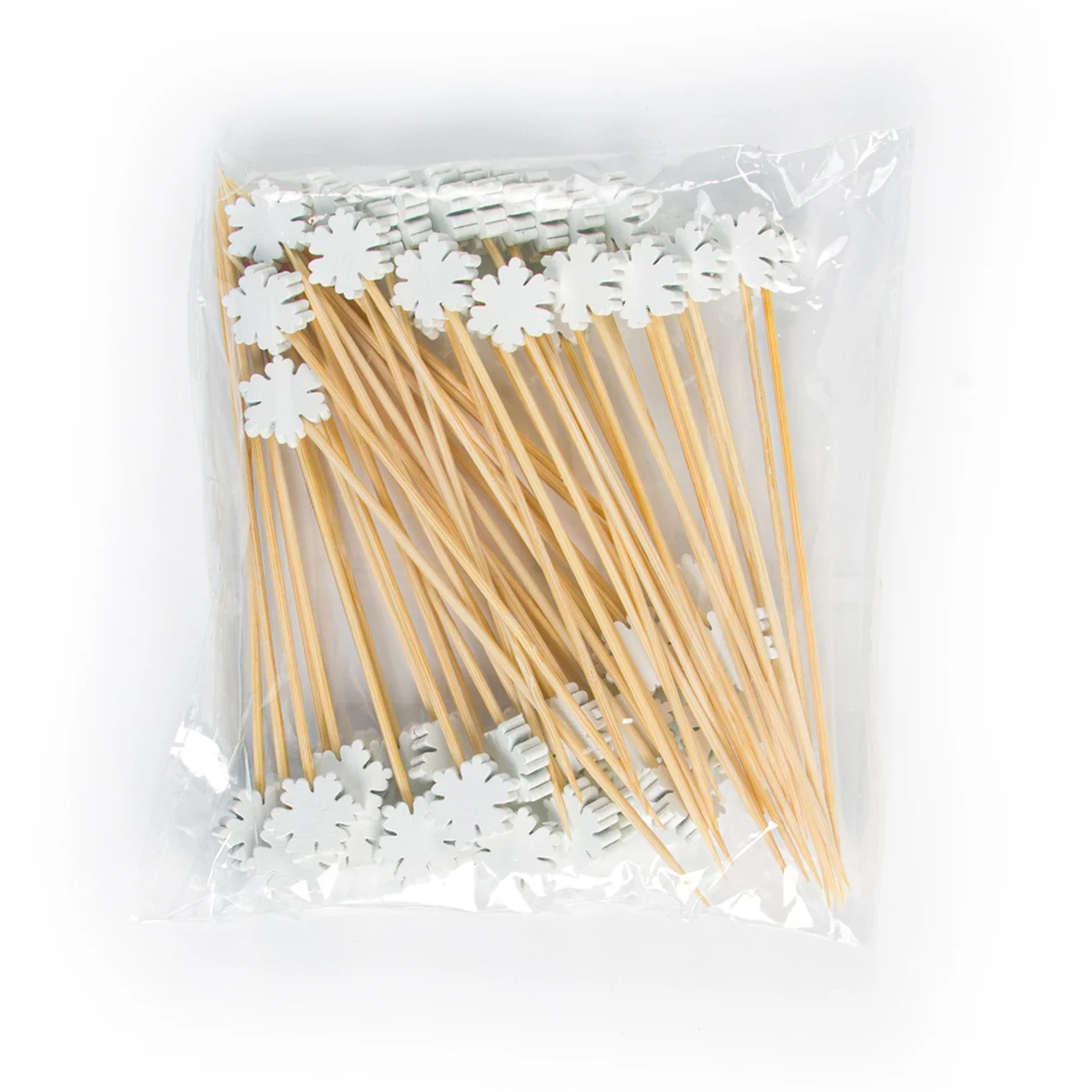 50pcs Christmas Bamboo Cocktail Picks Santa Claus Snowflake tree Drink Fruit Dessert Food Toothpicks Christmas Party Decor 2024