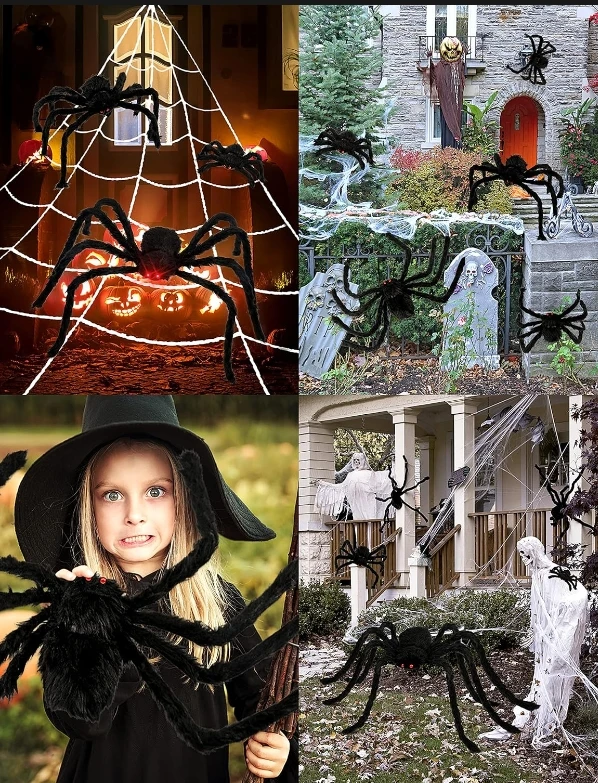 30-200cm lifelike black Okumo and Halloween decorations cobweb holiday party supplies decoration. image 6