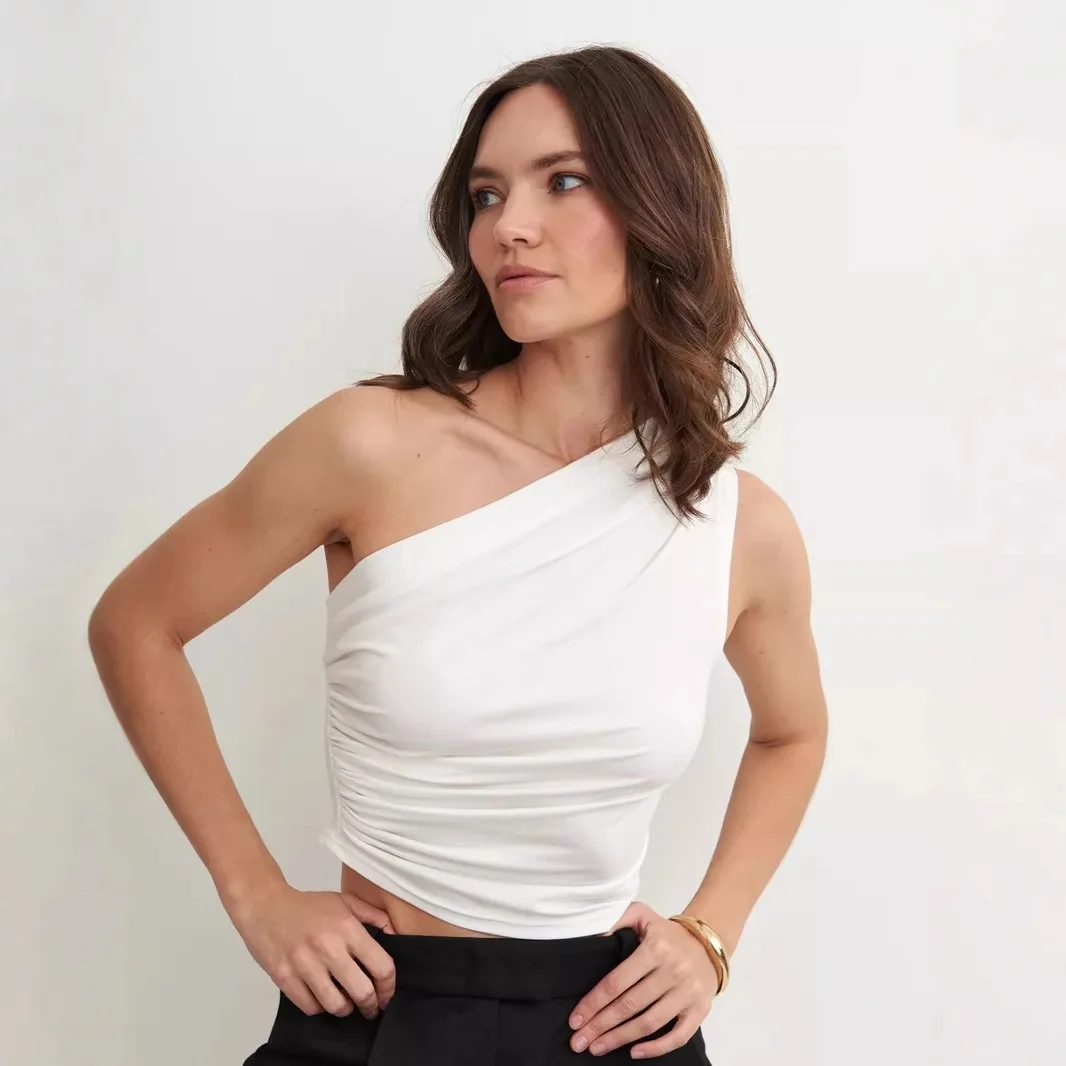 

Summer Hot Girls New Slanted oulder Color Slim Fit Ciwalk ort Pants Pure Color Tee-acetate Fiber Faionable orts