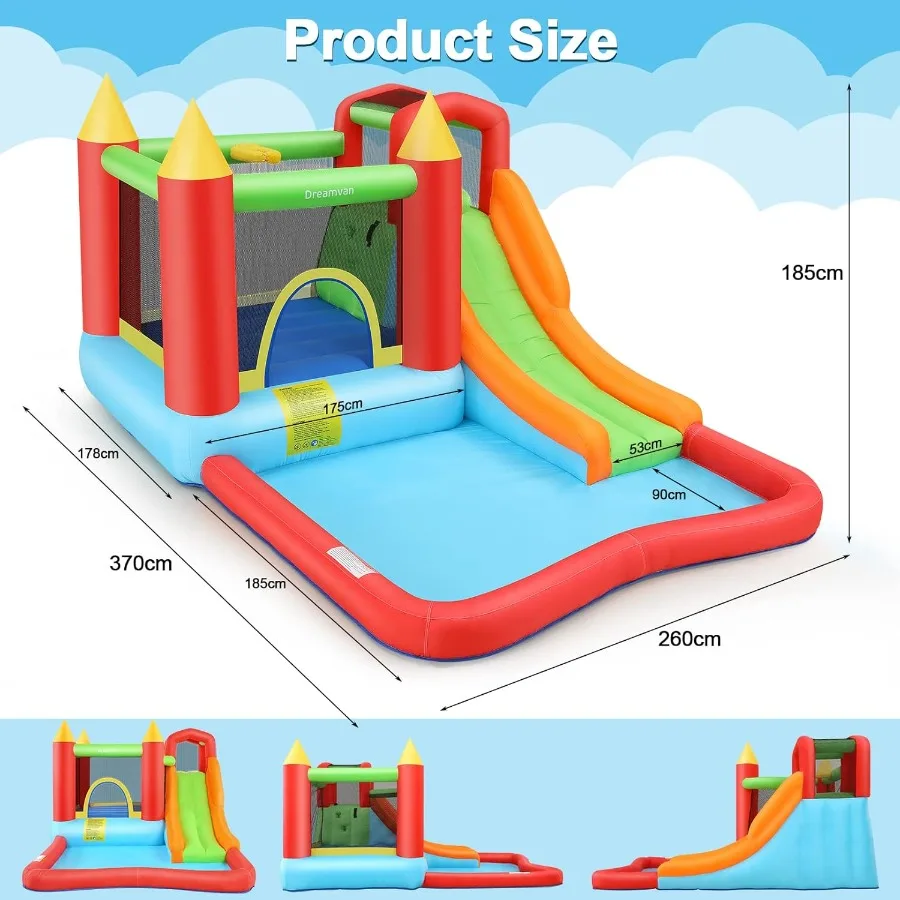 Casa de rebote inflable para regalos de niños de 3 a 12 años | Tobogán Jump 'n Castillo de rebote para niños de 13 x 12 pies, cohete Bouncer con tobogán largo, Climb & Jump A
