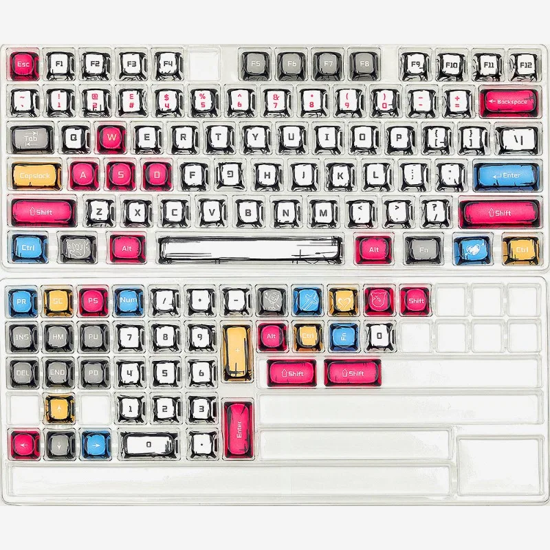 

Красочные смешанные легкие колпачки в стиле комиксов, оригинальная заводская высота, 116-клавишный набор, классический минималистичный стиль, украшение для машинных колпачков