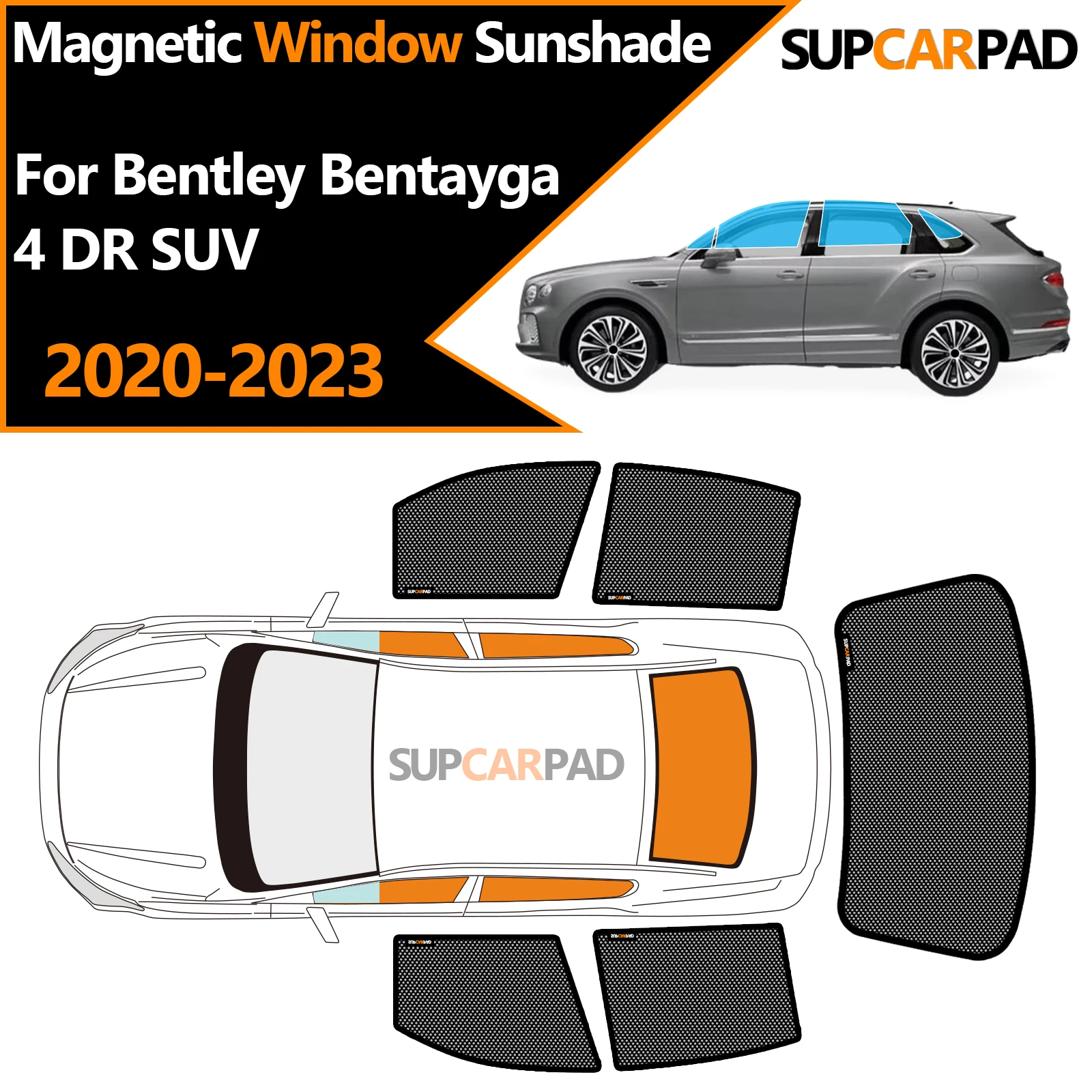 

Custom Car Window Sunshade For Bentley Bentayga 4 DR SUV 2020-2023 Magnetic Curtain Mesh Front Windshield Frame Curtain