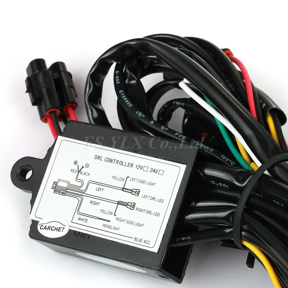 FSYLX 1X Car Led daytime light auto ON/OFF DRL controller wire auto with flash reduce light and synchronous steering function