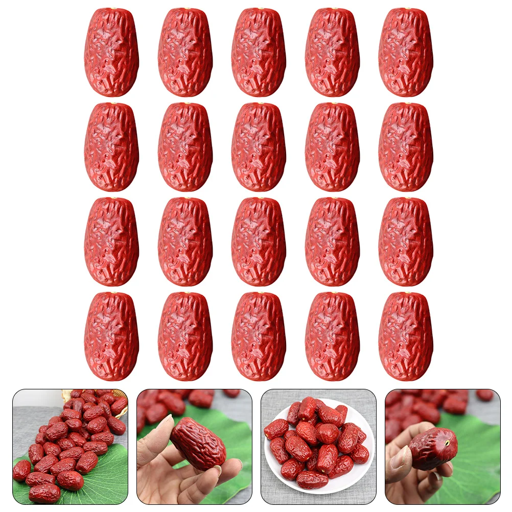 Simulation Jujube Model Artificial Fake Red Fruit Decor Photography Props Ornaments Decors Realistic Simulated Models