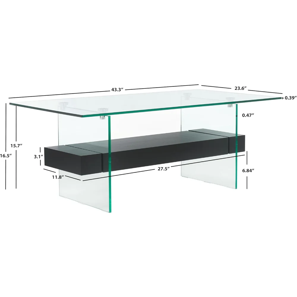 Home Collection Kayley Glass/Black Stripe Coffee Table