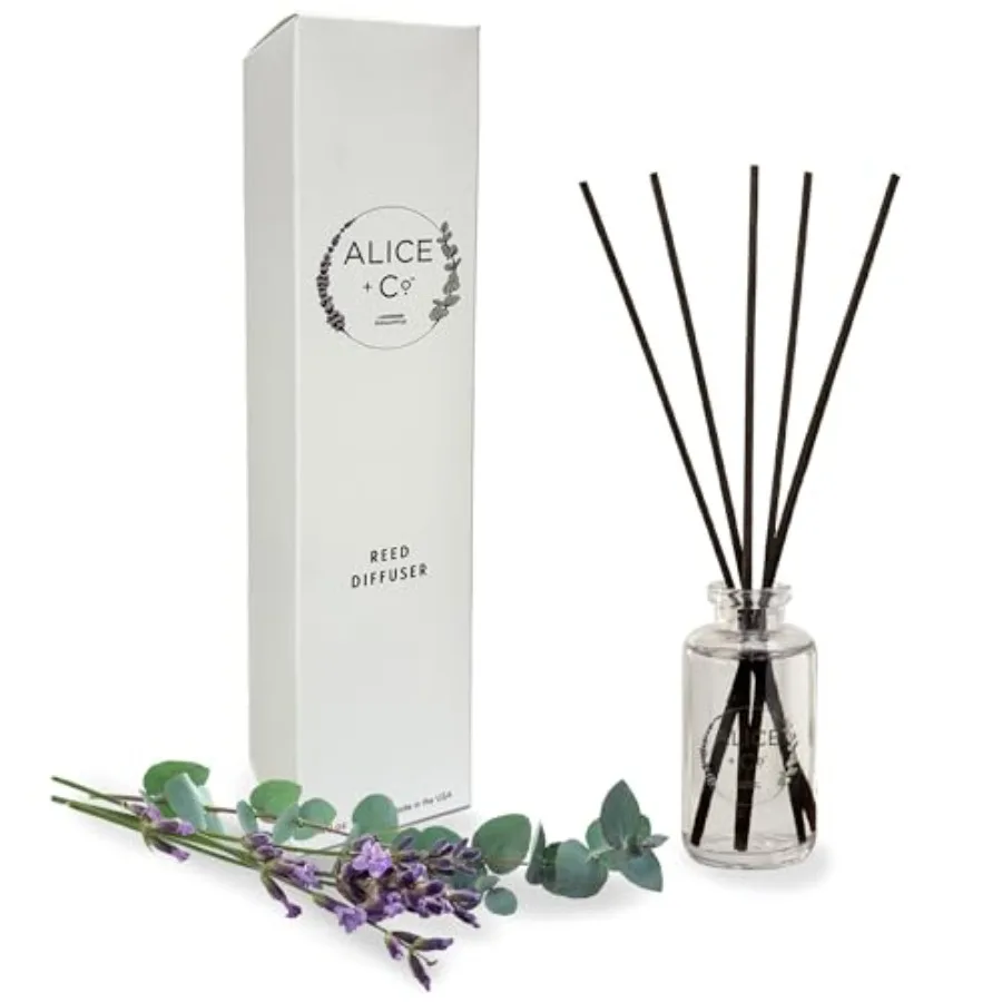 

Reed Diffuser Lavender and Eucalyptus Reed Diffuser for Home Fairfield by Marriott 4 oz. Glass Bottle 12 Black Reeds