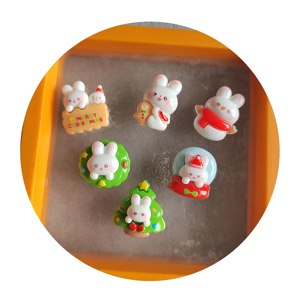 Resin Christmas Cute Rabbit Flatback Cabochon Scrapbooking For Phone Decor DIY Jewelry Making Hair Bows Center Accessories