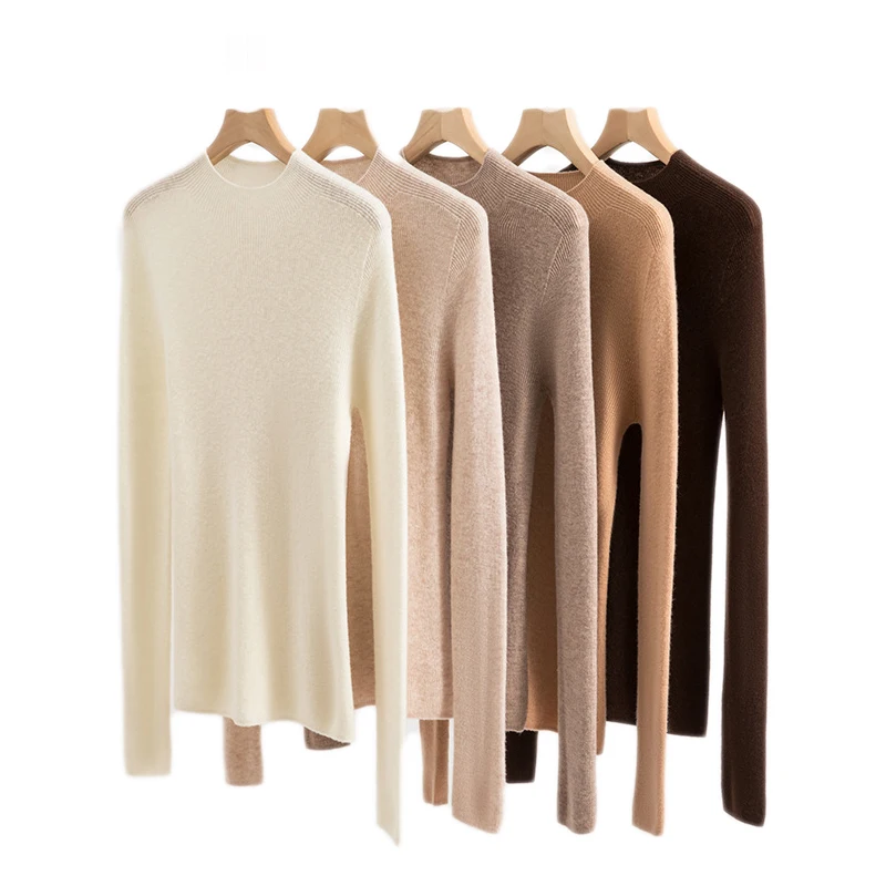 2023 Autumn/Winter Wear New Seamless Woolen Sweater Solid Color Half High Neck Underlay Knit for Women's Sweater Slim Fit