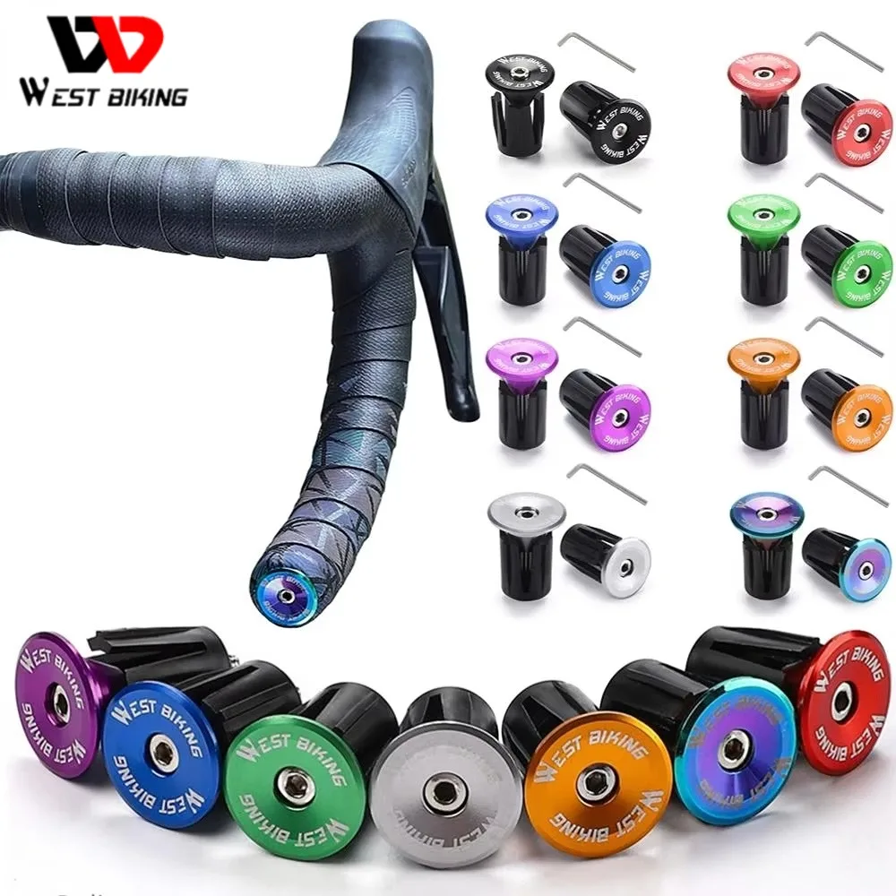 WEST BIKING 1 Pair Mountain Road Bike Handlebar End Plugs Aluminum Alloy Handle Bar End Caps for 22-24mm MTB Bicycle Grip Cover