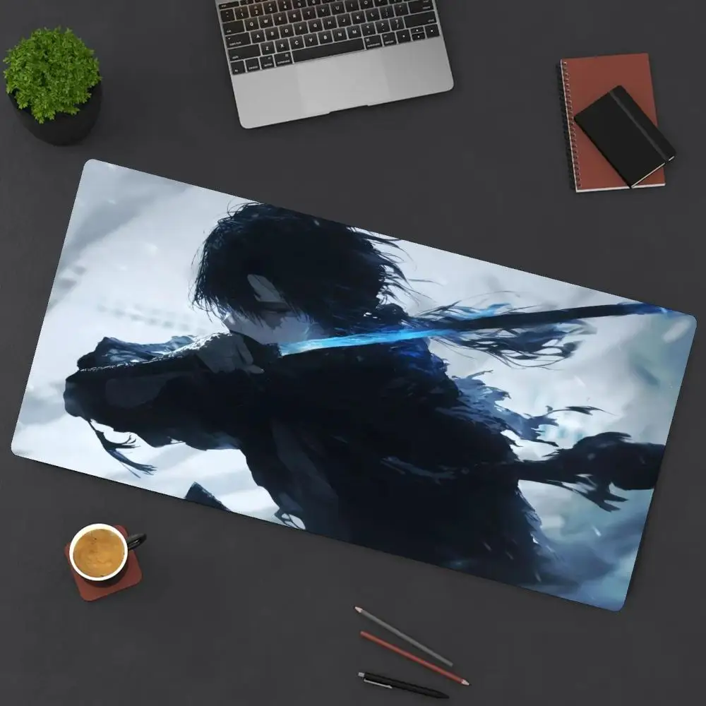 Tapete de mouse com estampa de espadachim vibrante, fundo de borracha antiderrapante, lavável, perfeito para trabalho, jogos e mesas de escritório