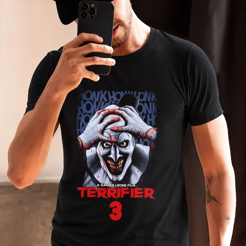 Retro Horror Movie Terrifier Art The Clown Killer Scary Halloween Gift T Shirt 0912 Short Sleeve Graphic clothes All size tops