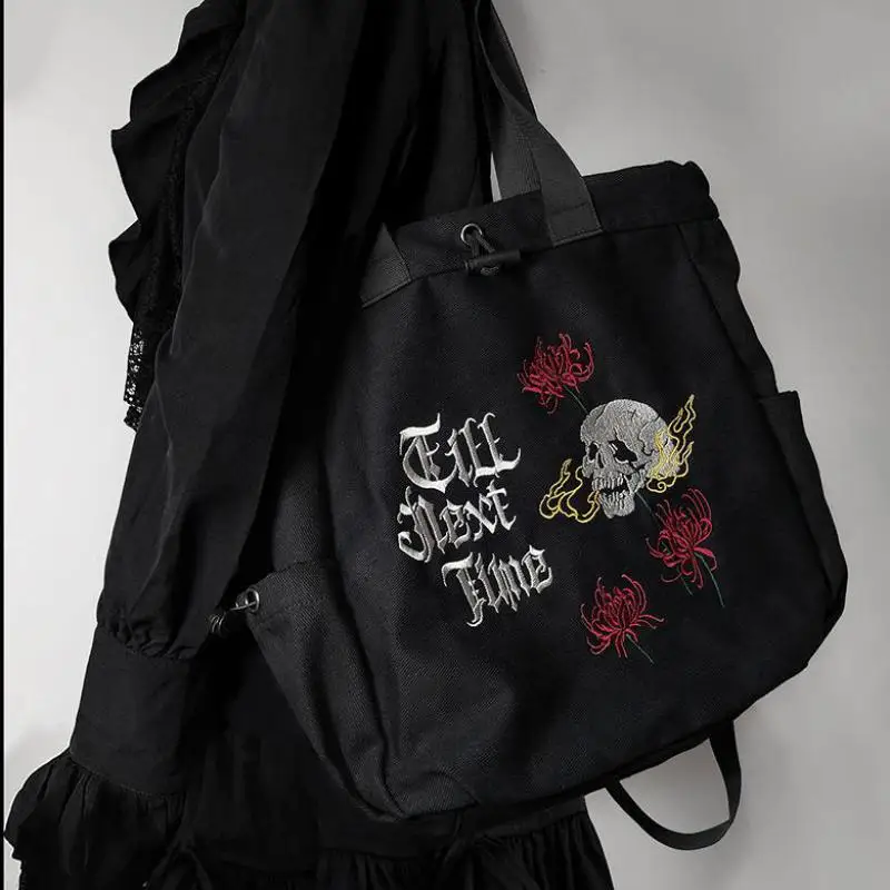 

2025 American Original Abi Embroidery Skeleton Shoulder Bag Retro Horizontal Square Large Capacity Shoulder Bag For Women Trendy