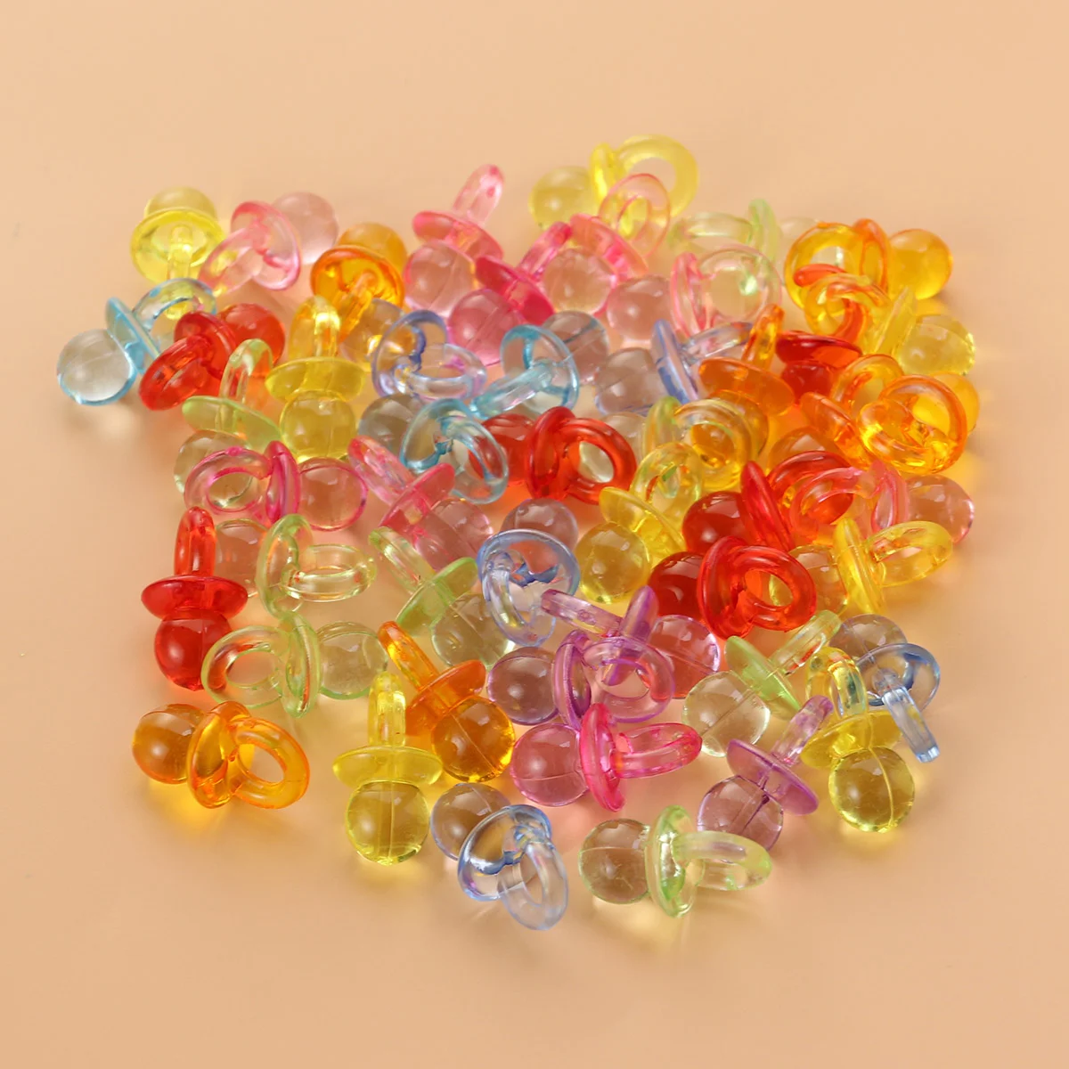 50 Pcs Mixed Acrylic Plastic Small Baby Pacifiers for Baby Shower Decorations Table Scatter Party Favors Games