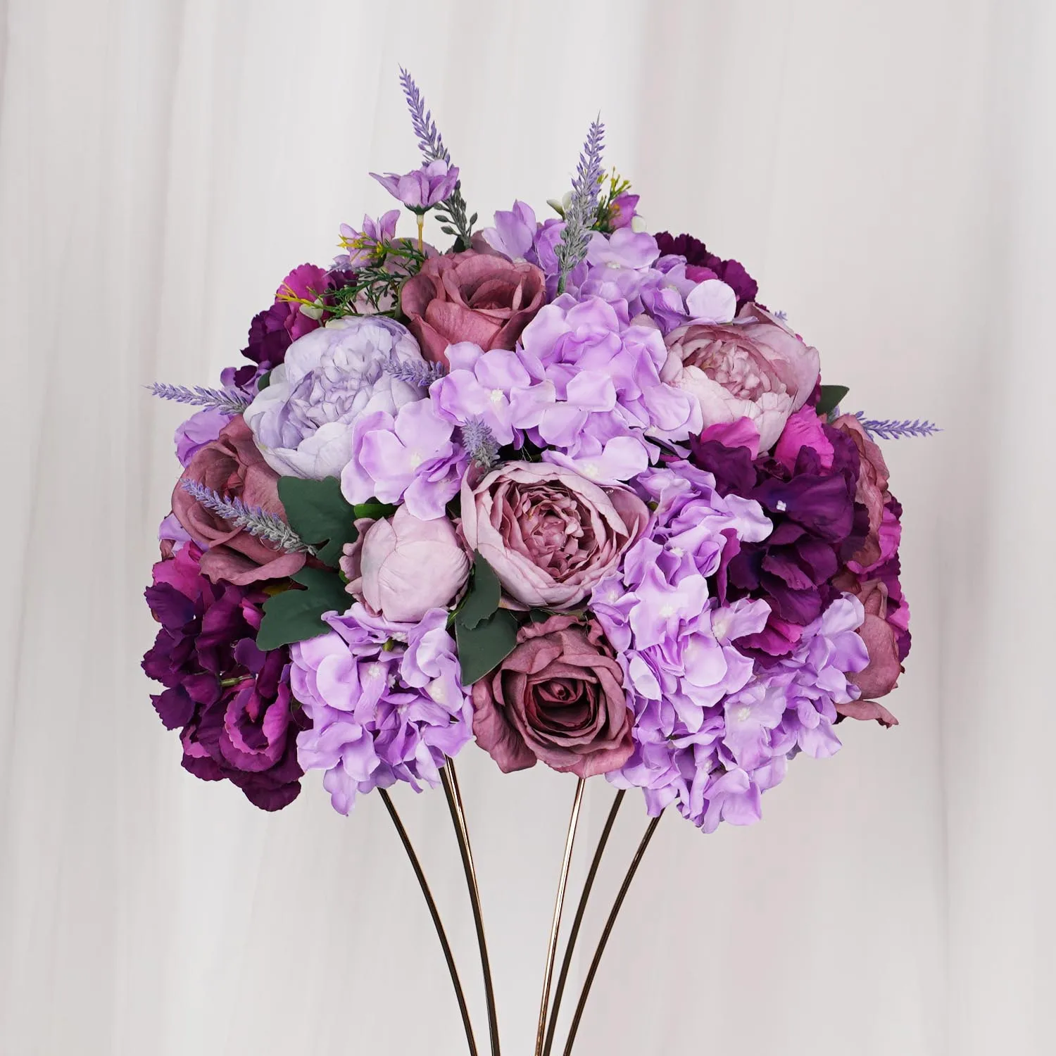 Uflower 35cm Purple Rose Hydrangea Table Centerpiece Floral Ball Wedding Table Deor Flower Arrangement Party Stage Props Display