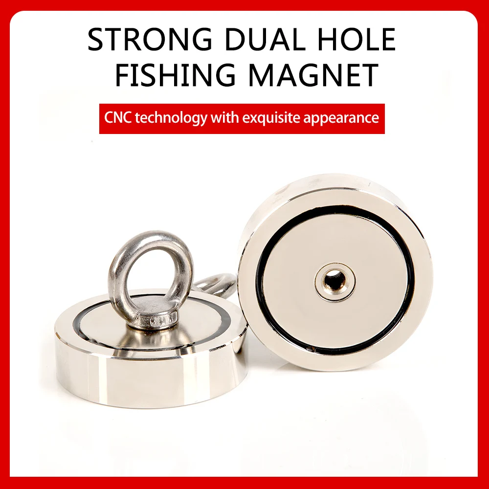 D60 Double Hole Double Sided Supper Strong Pot Fishing Magnet D48 Salvage Fishing Magnets Permanent Powerful Magnetic Magnet