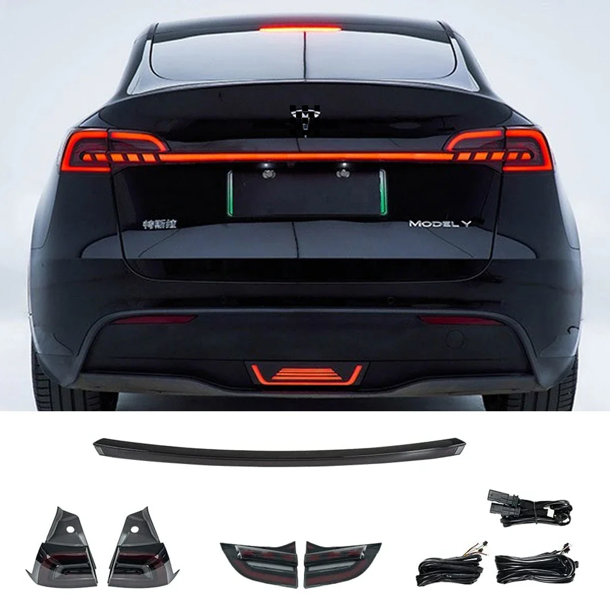 Car Lights For Tesla Model 3 Model Y 2017-2023 Through Rear Tail Lamps Assembly Start up Dynamic Light