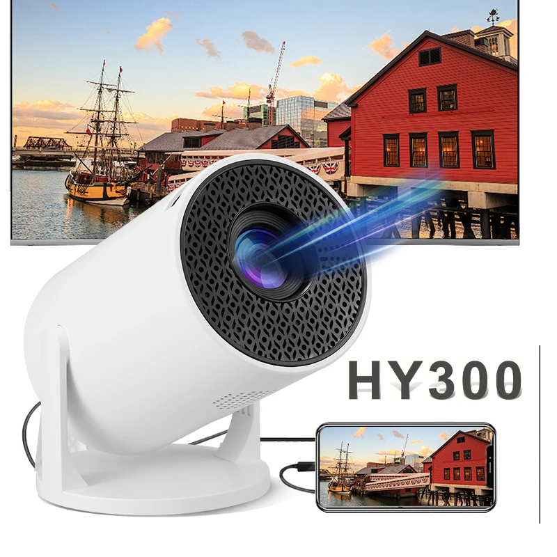 

2025 New HY300 Ultra Portable 4K Projector Android11 300ANSI Electronic Focus BT54 Speaker Outdoor Camping Movie