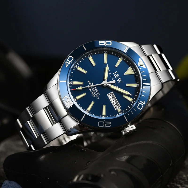 

Carnival Automatic Watch for Men Luxury Brand Mechanical Reloj Hombre Sapphire Sports Dive Green Water Ghost Bezel Montre Homme