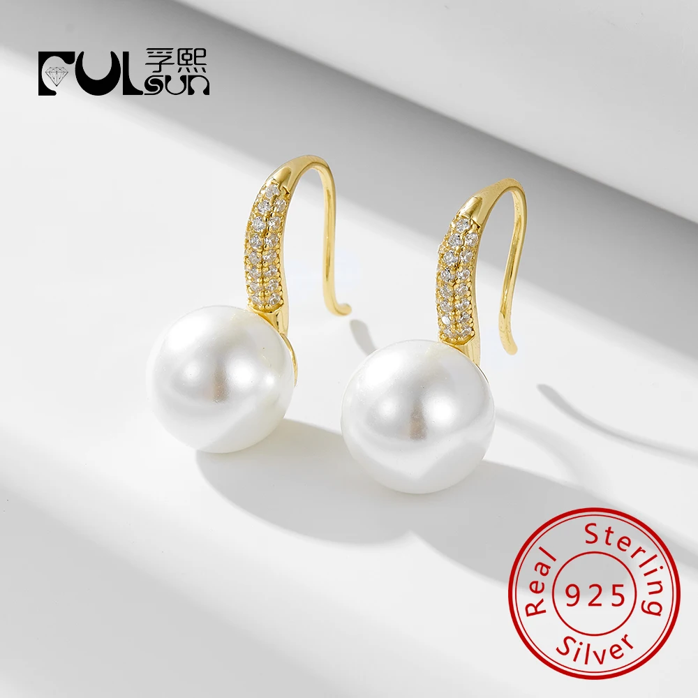 

Classic Timeless Zircon Silver Jewelry 925 Sterling Silver Mother of Pearl Earrings for Women