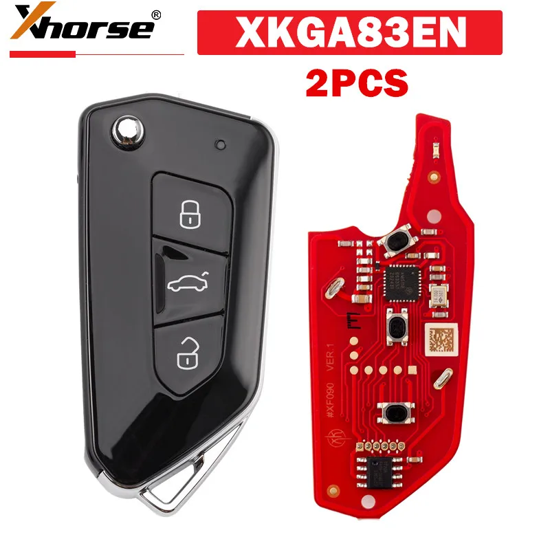 

2PCS XHORSE XKGA83EN Second Generation All Black Buttons GAO8 Style Universal Wired Remote