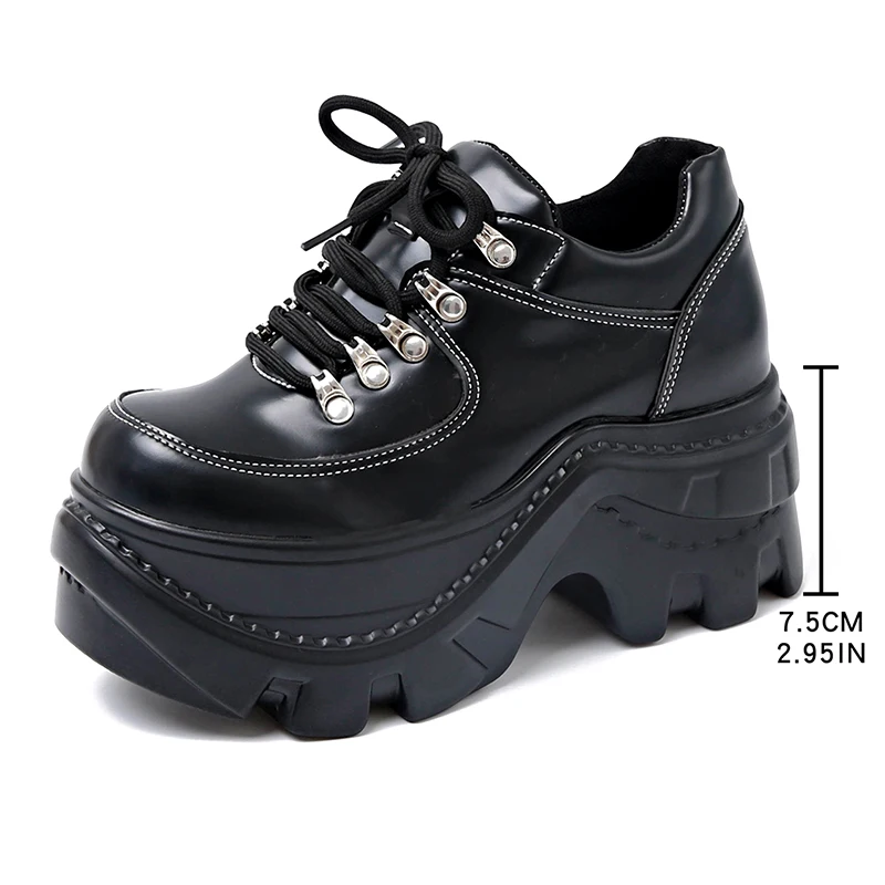 

Fashion Black Chunky Sneakers for Women 2025 Autumn Platform Sports Shoes Woman Gothic Punk Style Thick Sole Sneakers Plus Size