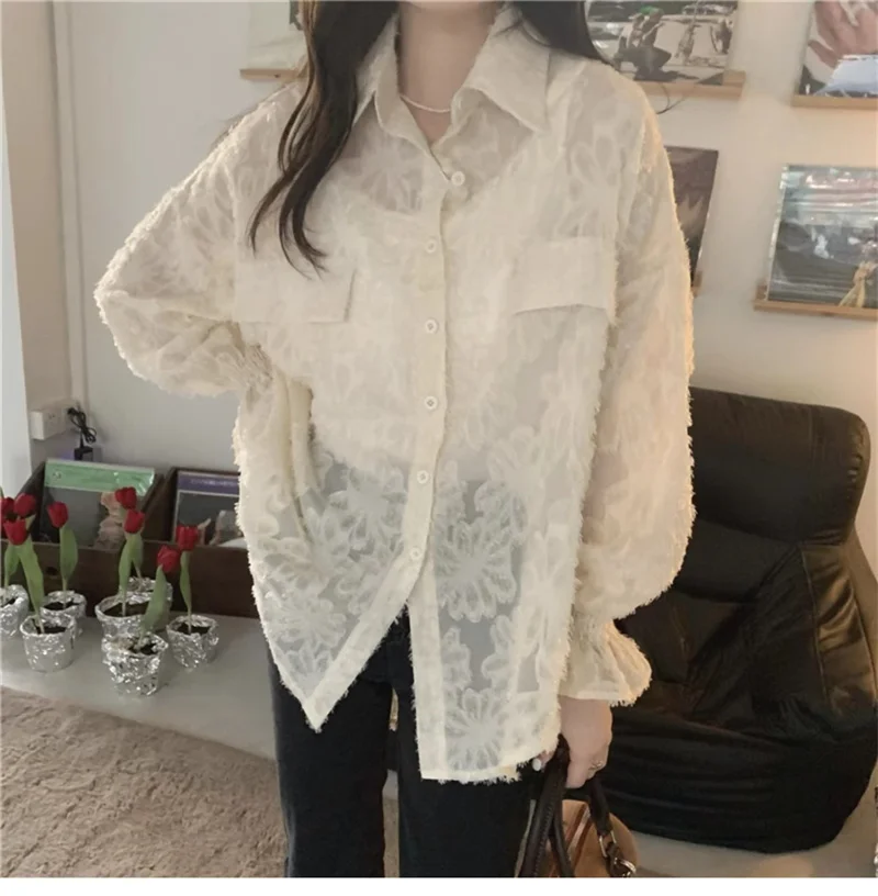 Xiaoxiangfeng Lace Sun Protection Clothing Jacket for Women Summer 2024 New Loose UV Resistant Design With a thin Cardigan Feel