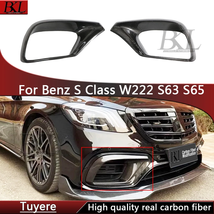 

For Mercedes Benz S Class W222 S63 S65 Fog light bezel front bumper air vent fog light carbon fiber bezel kit upgrade