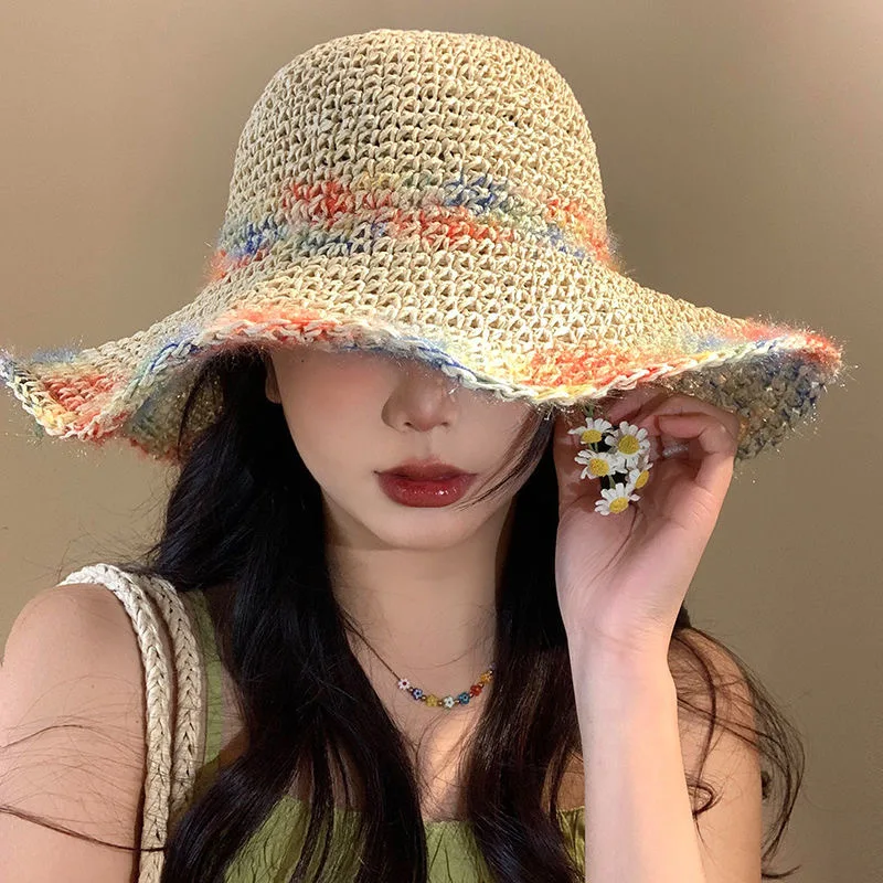Women's Straw Hat Summer Sun Hat Sun Protection Wave Sun Hat Beach Cool Hat Women's Hat Beach Hats