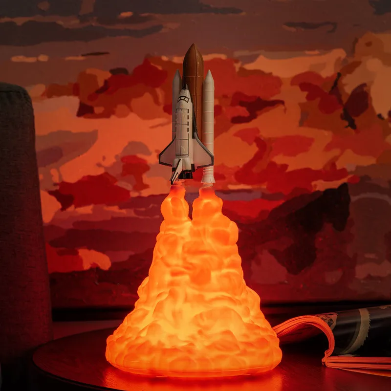 3D Printing Rocket LED Night Light - Novelty Creative Home Decorative Lighting Unique Ornament for Bedroom Or Living Room