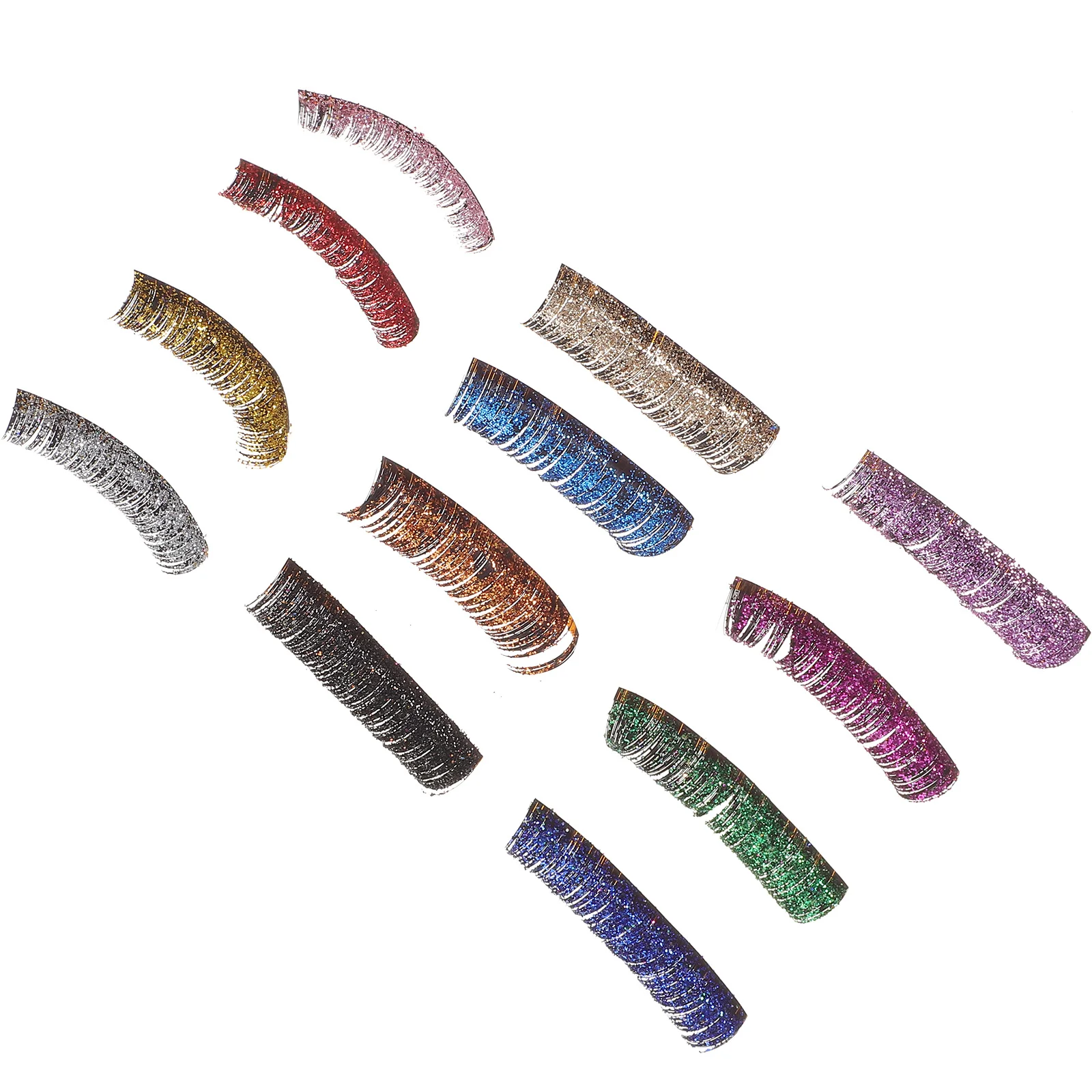 6 Pairs Glitter False Eyelashes Charming Cosplay Christmas Attractive with Fiber Colored