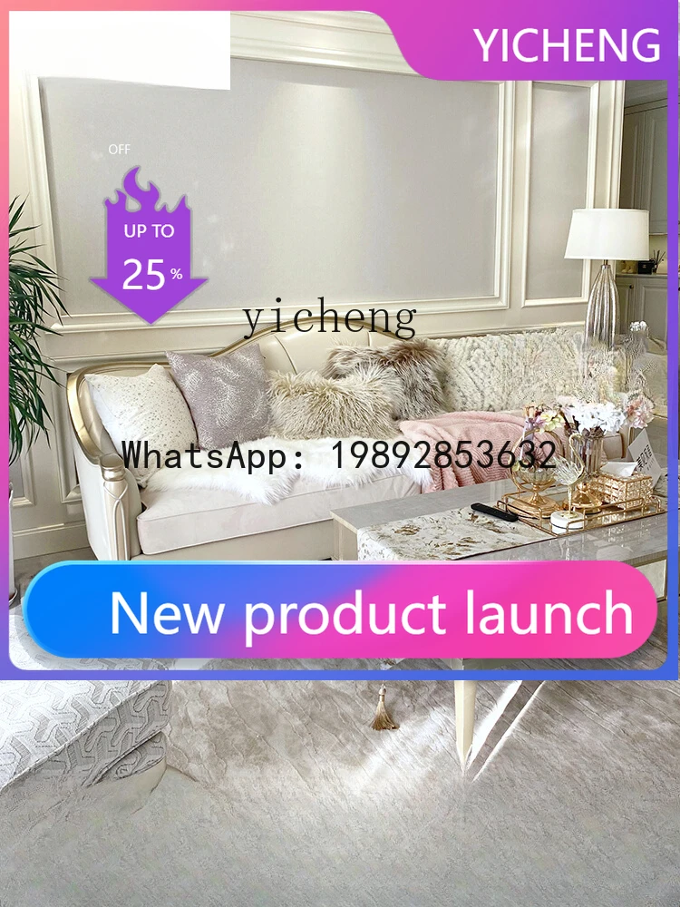 

Light Luxury Leather Sofa Sofa for Three People Living Room High-End Solid Wood Furniture