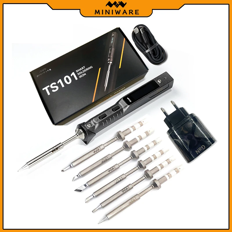 Original TS101 Soldering Iron 65W Mini Programmable Thermostat LCD Displays TS100 Soldering Iron Upgrade with PD Plug Tip Set