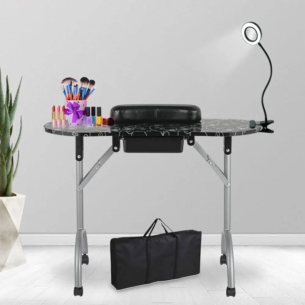 

Professional 36''L Portable & Foldable Manicure Table Nail Technician Desk Workstation Manicure Table