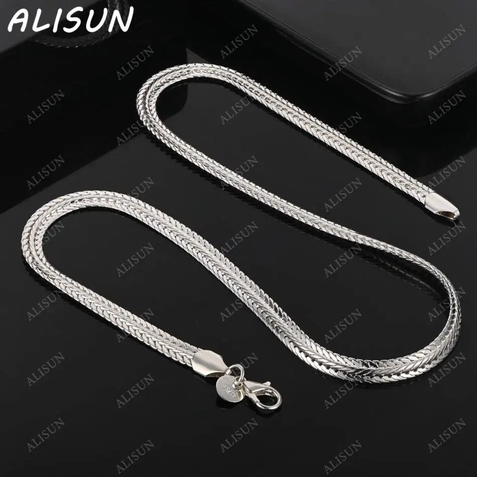 

ALISUN 925 Sterling Silver 50&60cm 6mm Chain Necklace For Women Men Anniversary Gift Popular Wild Fashion Romantic Jewelry