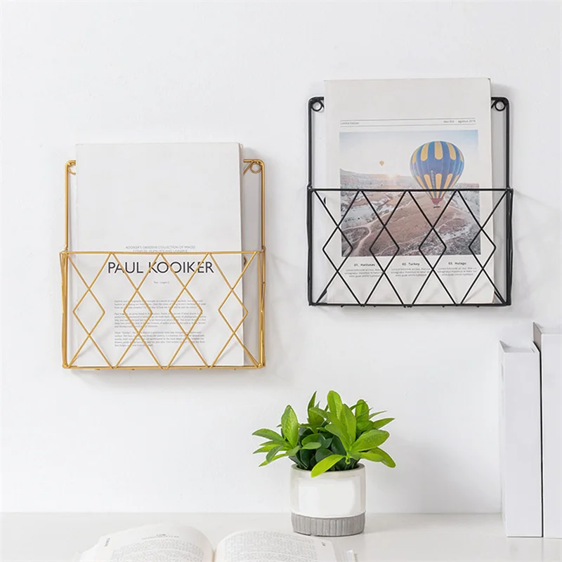 Estante de almacenamiento de periódicos para revistas, montado en la pared, moderno, para el hogar, dormitorio, estante de exhibición para libros,